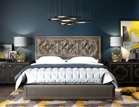  现代卧室床具组合3d模型 