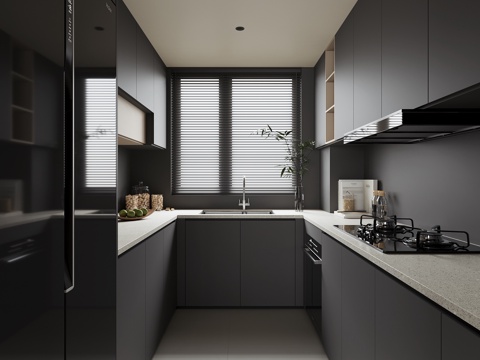 现代家居厨房su模型