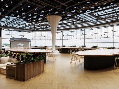  工业风咖啡店3d模型 