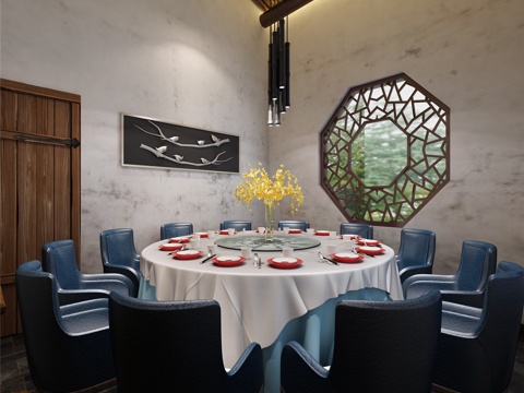  新中式民宿包间3d模型 