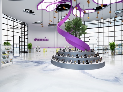  现代接待大厅3d模型 