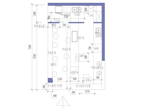 现代小吃店平面图cad施工图