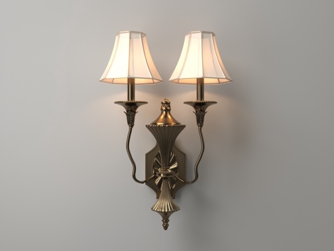  欧式双头铜壁灯3d模型 