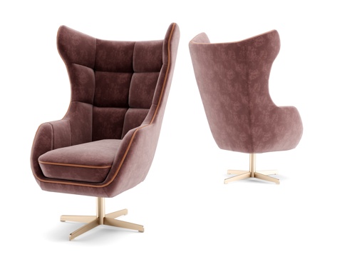  现代天鹅绒休闲椅椅子模型3d模型 