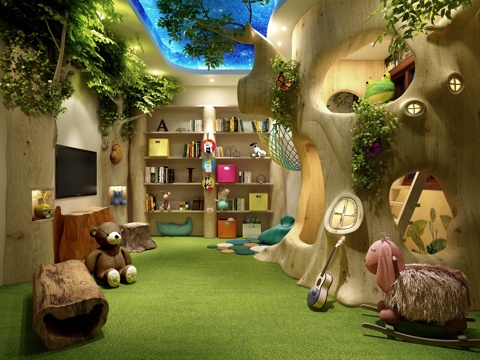  现代儿童房 书屋 玩具 书柜 电视柜3d模型 