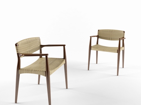  竹编休闲椅组合3d模型 