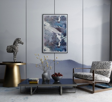  新中式沙发茶几组合3d模型 