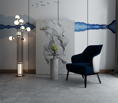  新中式茶几沙发组合3d模型 