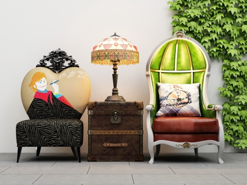  欧式椅子组合3d模型 