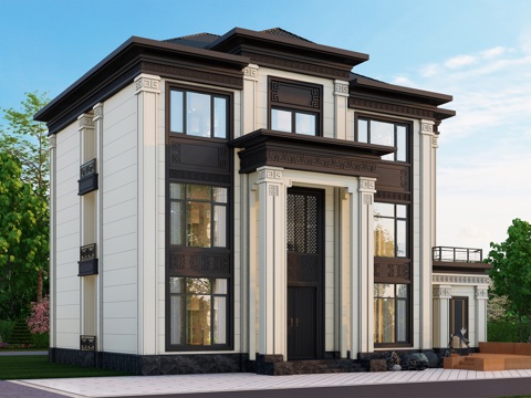 新中式三层独栋别墅乡村农村自建房住宅建筑CAD施工图cad施工图