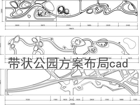带状公园方案布局cad施工图