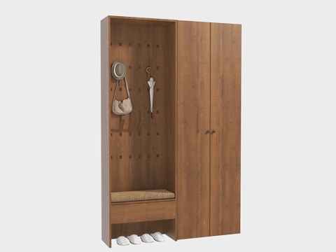  现代复古鞋柜3d模型 