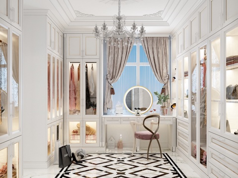  法式衣帽间3d模型 