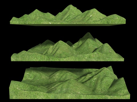  现代雪山 群山山脉 山体 山地 公园景观 地形 山地公园 自3d模型 