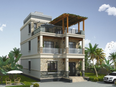 现代三层独栋别墅乡村农村自建房住宅建筑CAD施工图cad施工图