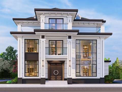 新中式三层独栋别墅乡村农村自建房住宅建筑CAD施工图cad施工图