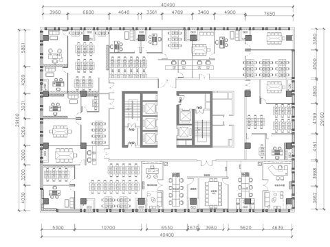 1000平办公室 最新平面办公室施工图cad施工图