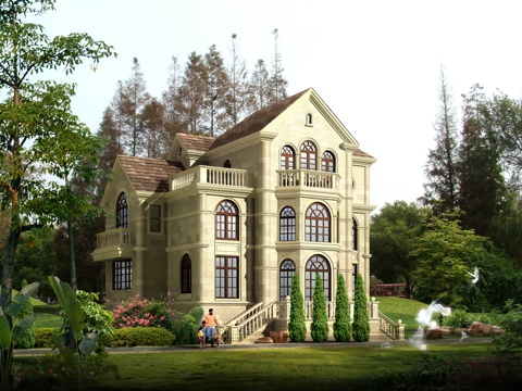 欧式复古三层独栋别墅农村乡村自建房住宅建筑CAD施工图cad施工图