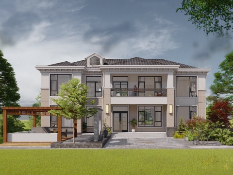 新中式二层独栋别墅农村乡村自建房建筑CAD施工图cad施工图