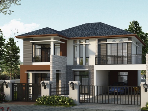 现代二层独栋别墅农村乡村自建房建筑CAD施工图cad施工图