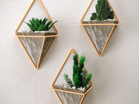  北欧水泥盆栽3d模型 