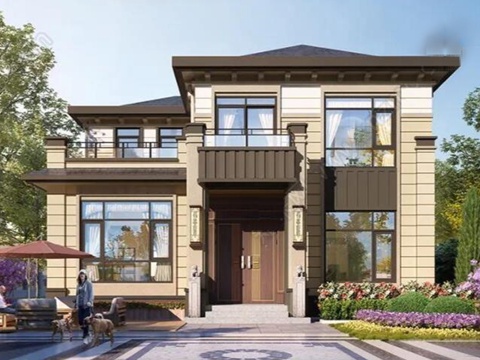 新中式二层独栋别墅乡村农村自建房建筑CAD施工图cad施工图