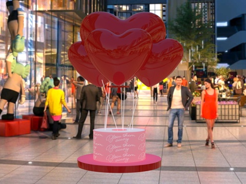  情人节美陈 爱心美陈3d模型 