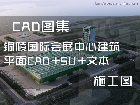 铜陵国际会展中心建筑平面CAD+SU+文本cad施工图