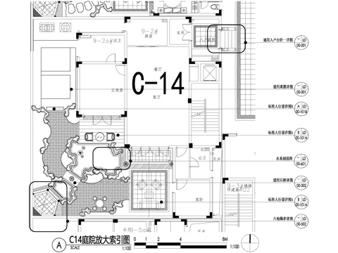 新中式别墅庭院景观平面图CAD施工图cad施工图
