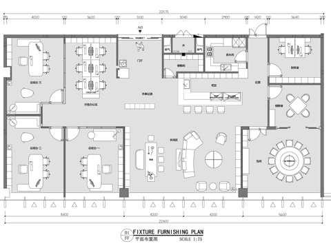 300平公司办公室 最新平面办公室施工图cad施工图