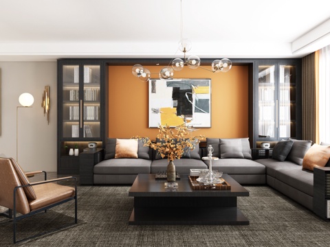  现代沙发茶几组合3d模型 