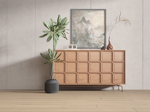  中古风矮柜 边柜 玄关柜3d模型 