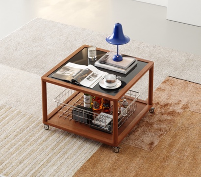  中古风移动茶几 移动边几 实木移动茶几3d模型 