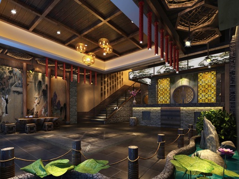  中式火锅店模型3d模型 