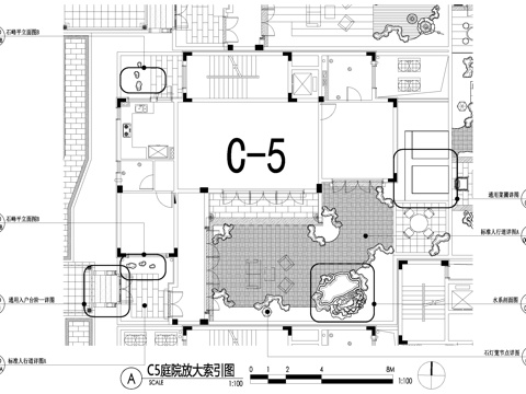 新中式别墅庭院景观平面图CAD施工图cad施工图