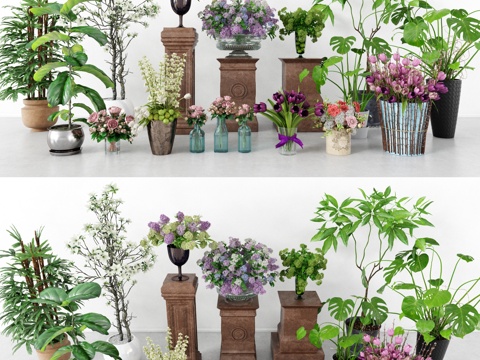  盆栽 小盆栽 室内小盆栽 大盆栽 绿化墙饰 花瓶 花 花3d模型 