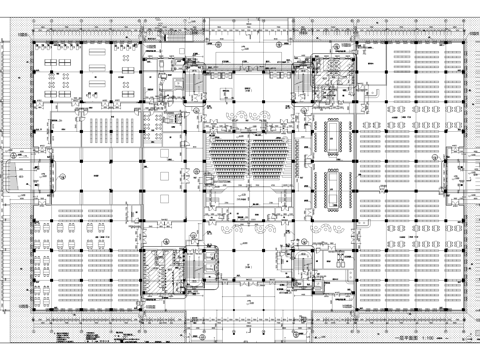 五层大学图书馆建筑平面图吊顶图cad施工图