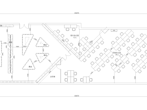 办公室 最新平面办公室施工图cad施工图