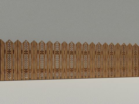 现代生态户外花园卡通木质栏杆动物围栏护栏彩色花朵儿童创意栅栏su模型