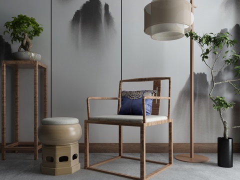  新中式沙发茶几组合3d模型 