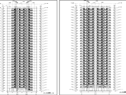 高层四梯十户二室二厅一卫中筒式住宅建筑CAD施工图集cad施工图