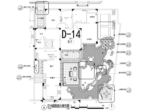 新中式别墅庭院景观平面图CAD施工图cad施工图