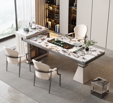  现代简约茶桌椅 奢石茶桌椅3d模型 