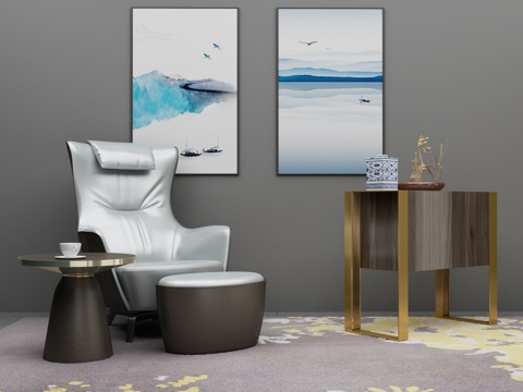  现代沙发茶几组合3d模型 