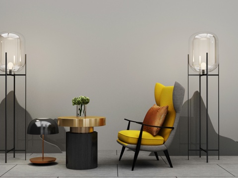  新中式沙发茶几组合3d模型 