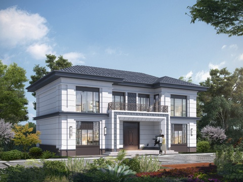 新中式二层独栋别墅农村乡村自建房建筑CAD施工图cad施工图