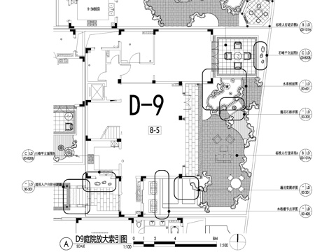 新中式别墅庭院景观平面图CAD施工图cad施工图
