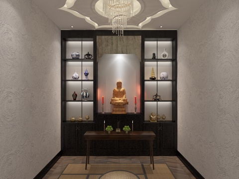  中式佛堂3d模型 