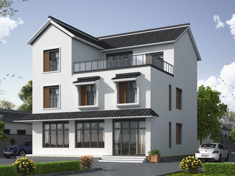 新中式三层独栋别墅乡村农村自建房住宅建筑CAD施工图cad施工图