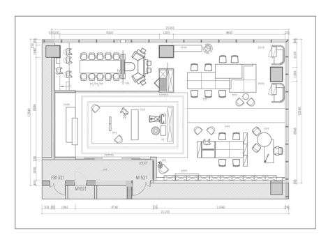 办公室 最新平面办公室施工图cad施工图
